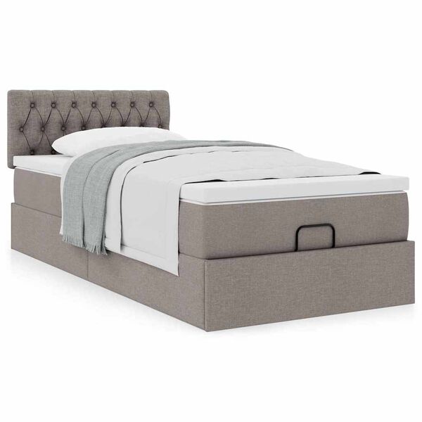 vidaXL Ottoman-Bett mit Matratze Taupe 90x190 cm Stoff