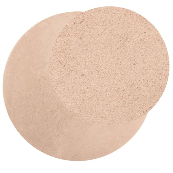 vidaXL Teppich HUARTE Kurzflor Weich und Waschbar Blassrosa &Oslash; 80 cm