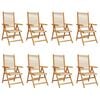 vidaXL Klappstuhl Verstellbar 8 Stk. Beige Massivholz Akazie