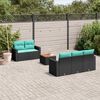 vidaXL 6-tlg. Garten-Sofagarnitur mit Kissen Schwarz Poly Rattan