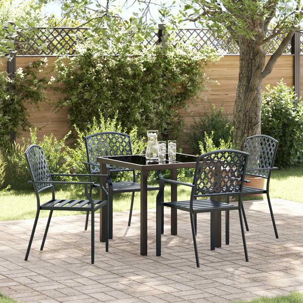 vidaXL Garten Essgruppe 5 pcs Anthrazit Pulverbeschichteter Stahl