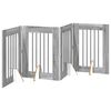vidaXL Klappbares Hundetor mit St&auml;ndern 4 Stk. Graues Sonoma 241 cm