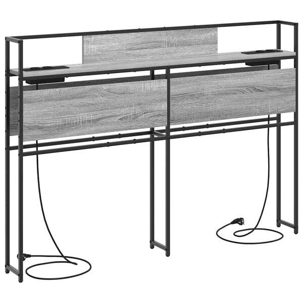 vidaXL Stauraum-Kopfteil mit Regal Grau Sonoma 160 cm Holzwerkstoff