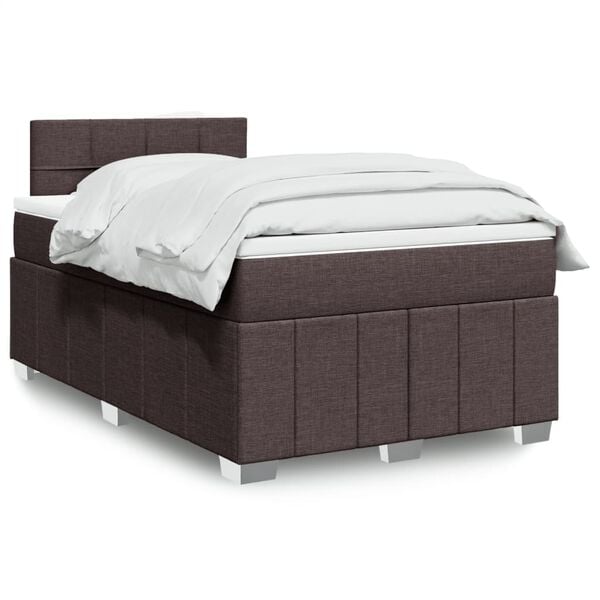 vidaXL Boxspringbett mit Matratze Dunkelbraun 120x190 cm Stoff