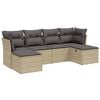 vidaXL 6-tlg. Garten-Sofagarnitur mit Kissen Beige Poly Rattan