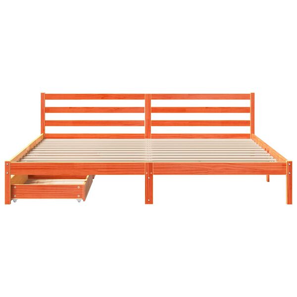 vidaXL Massivholzbett ohne Matratze Wachsbraun 180x200 Kiefernholz