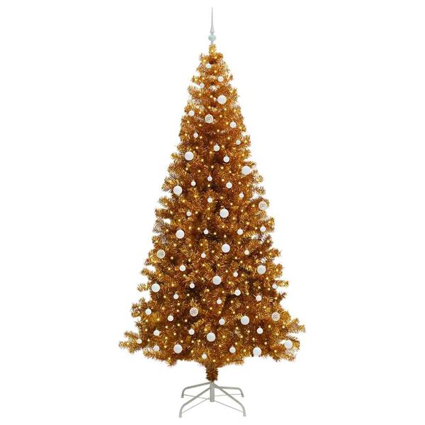 vidaXL Weihnachtsbaum mit 300 LEDs mit St&auml;nder Gold 240 cm PET