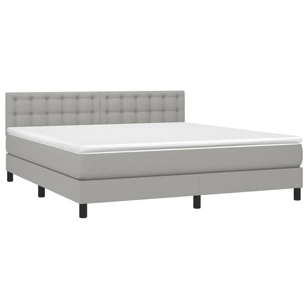 vidaXL Boxspringbett mit Matratze Hellgrau 180x200 cm Stoff