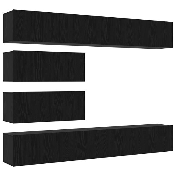 vidaXL TV-Schrankset Wandmontiert 4 pcs Schwarze Eiche Holzwerkstoff