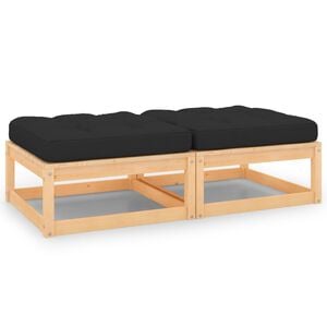 vidaXL Garten-Fu&szlig;hocker mit Kissen 2 Stk. Massivholz Kiefer