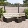 vidaXL Gartensofa-set mit Kissen 7 pcs Braun und Creme Poly-Rattan