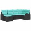 vidaXL Gartensofa-set mit Kissen 6 pcs Schwarz Poly-Rattan