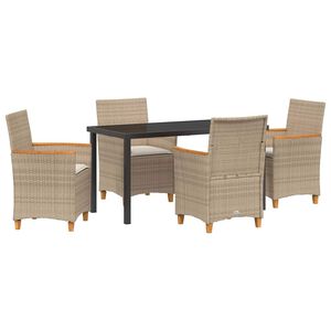 vidaXL Garten Essgruppe 5 pcs Beige Poly-Rattan