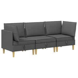 vidaXL Modular Sofa Set mit Stauraum 3 stk. Dunkelgrau Stoff