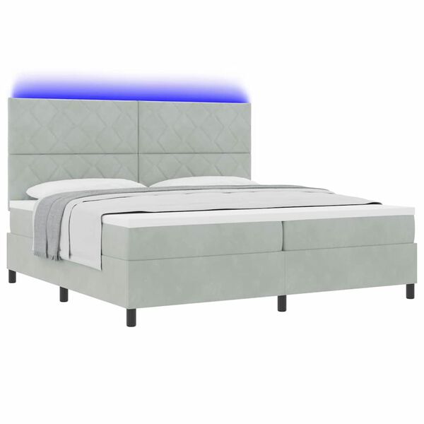 vidaXL Boxspringbett mit Matratze Hellgrau 200 x 200 cm Samt