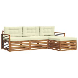 vidaXL Outdoor-Sofagarnitur Natur und Creme 249,5 x 162,5 x 73 cm