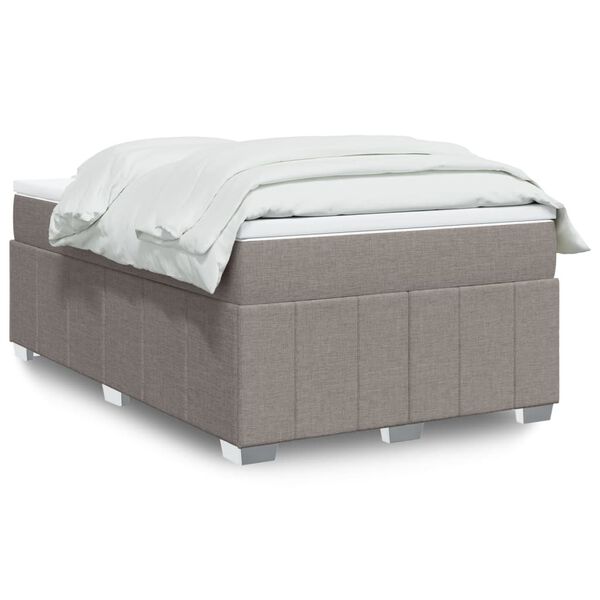 vidaXL Boxspringbett mit Matratze Taupe 120x200 cm Stoff