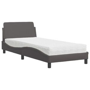 vidaXL Bett mit Matratze "Dover" Grau 90x200 cm Kunstleder