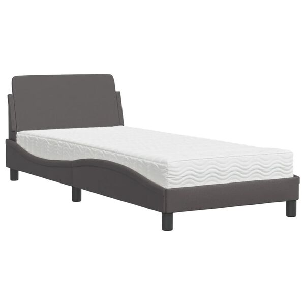 vidaXL Bett mit Matratze "Dover" Grau 90x200 cm Kunstleder