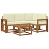 vidaXL Outdoor-Sofagarnitur mit Kissen 5 pcs Natur und Creme