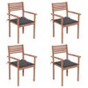 vidaXL Gartenst&uuml;hle 4 Stk. mit Anthrazit Kissen Massivholz Teak