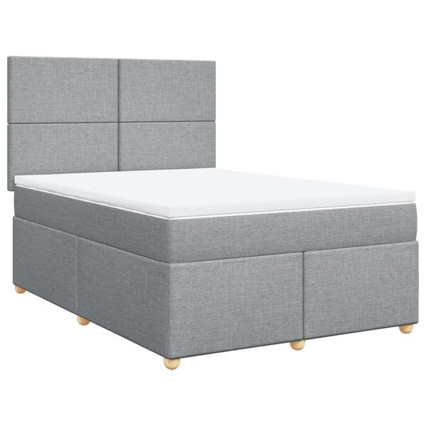 vidaXL Boxspringbett mit Matratze Hellgrau 140x190 cm Stoff