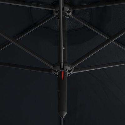 vidaXL Doppel-Sonnenschirm mit Stahlmast Schwarz 600 cm