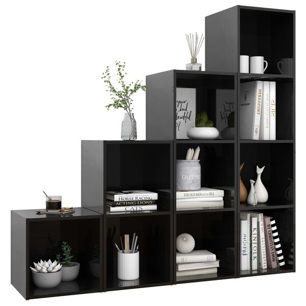 vidaXL 4-tlg. TV-Schrank-Set Hochglanz-Schwarz Holzwerkstoff