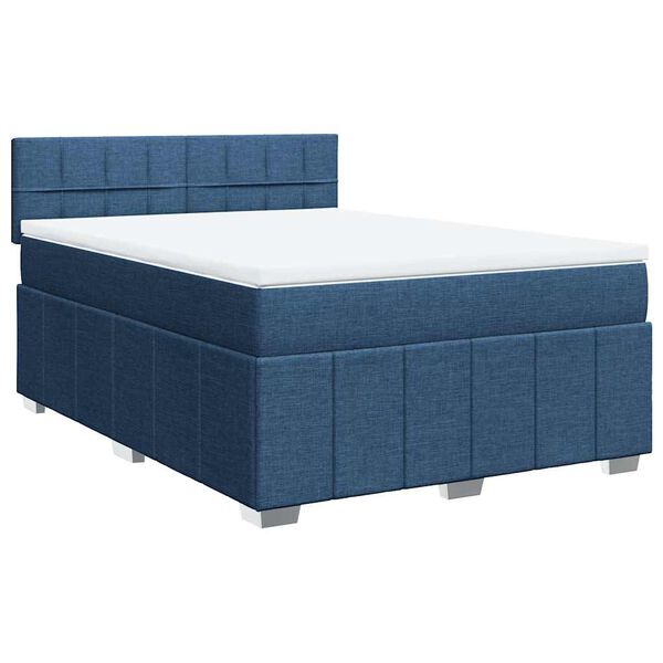 vidaXL Boxspringbett mit Matratze Blau 140x190 cm Stoff