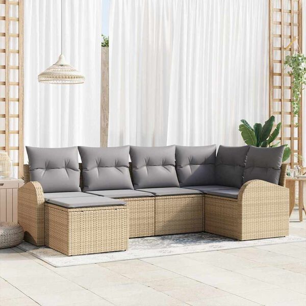 vidaXL Gartensofa-set 6 pcs Beige Poly-Rattan