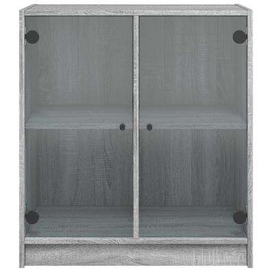 vidaXL Beistellschrank mit Glastüren Grau Sonoma 68x37x75,5 cm
