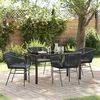 vidaXL Garten Essgruppe 5 pcs Schwarz Pulverbeschichteter Stahl