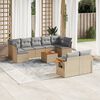vidaXL 10-tlg. Garten-Sofagarnitur mit Kissen Beige Poly Rattan