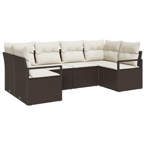 vidaXL Gartensofa-set mit Kissen 6 pcs Braun und Wei&szlig; Poly-Rattan