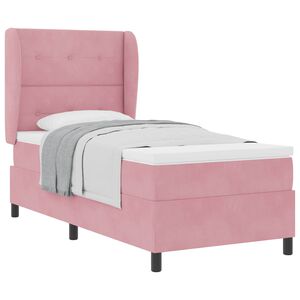 vidaXL Boxspringbett mit Matratze Rosa 190 x 90 cm Polyester