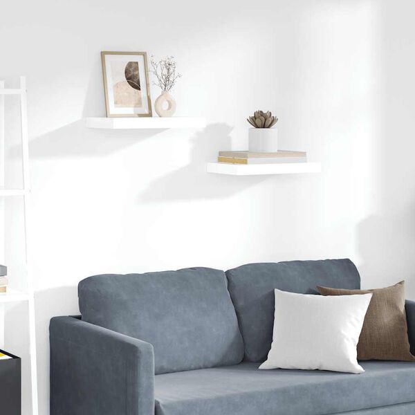 vidaXL Schweberegale 2 Stk. Hochglanz-Wei&szlig; 40x23x3,8 cm MDF