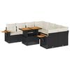 vidaXL 9-tlg. Garten-Sofagarnitur mit Kissen Schwarz Poly Rattan