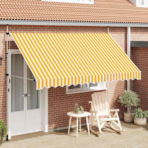 vidaXL Einziehbare Markise Handbetrieben 350 cm Orange/Wei&szlig; Gestreift