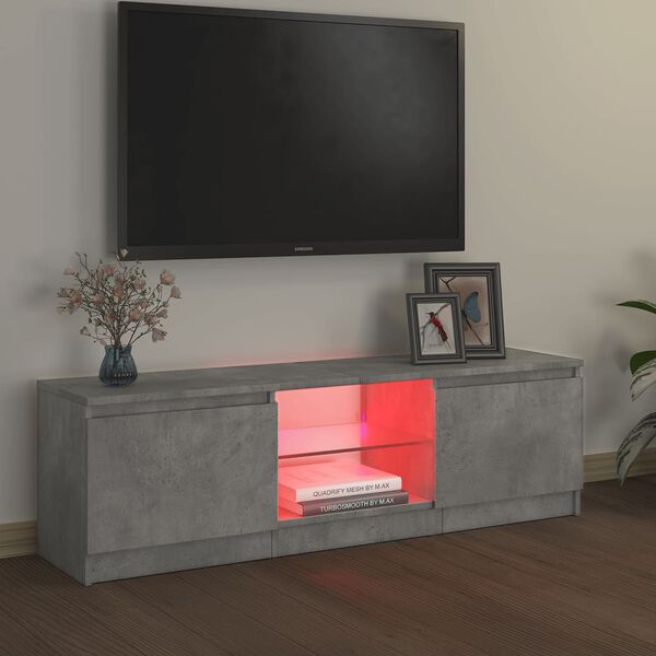 vidaXL TV-Schrank mit LED-Leuchten Betongrau 120x30x36 cm