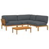 vidaXL Sofa Set mit Kissen Uni 4 pcs Anthrazit Massivholz Akazie