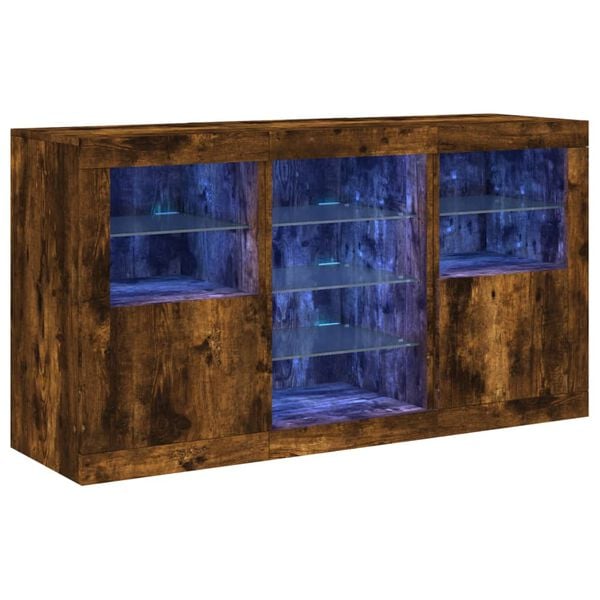 vidaXL Sideboard mit LED-Leuchten R&auml;uchereiche 123x37x67 cm
