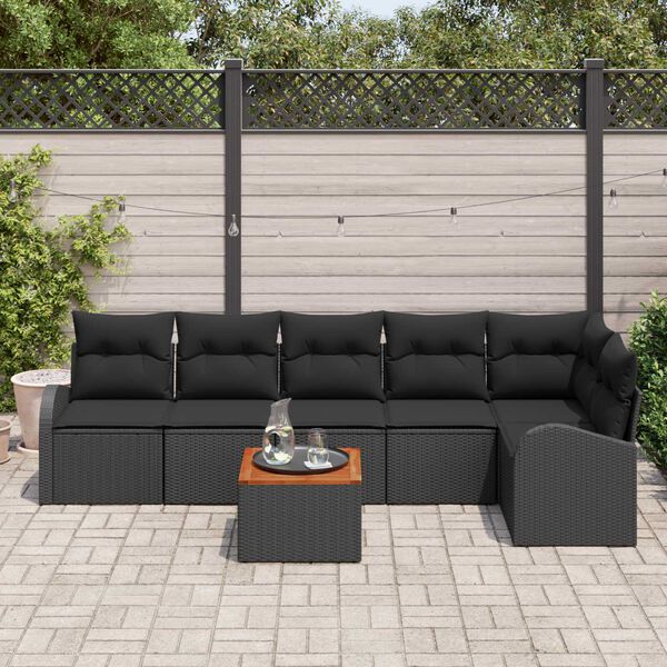 vidaXL Garten-Sofa-Set 7 pcs Schwarz