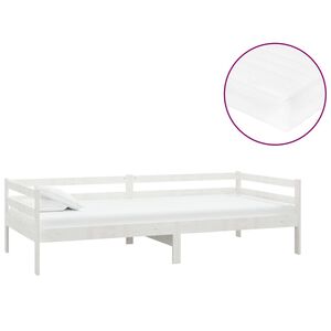 vidaXL Tagesbett mit Matratze 90x200 cm Wei&szlig; Kiefer Massivholz
