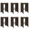 vidaXL Garten-Barhocker mit Kissen 6 Stk. Braun Poly Rattan