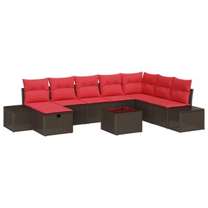 vidaXL Gartensofa-set 9 stk. Braun Poly-Rattan