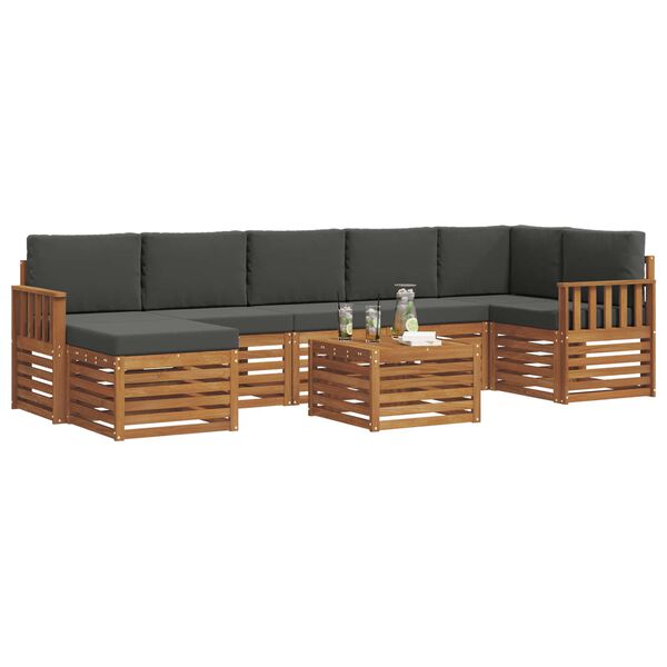 vidaXL Sofagarnituren 8 pcs Natur und Anthrazit Massivholz Akazie
