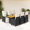 vidaXL 7-tlg. Garten-Bistro-Set mit Kissen Schwarz Poly Rattan