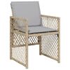 vidaXL 7-tlg. Garten-Essgruppe mit Kissen Beige Poly Rattan