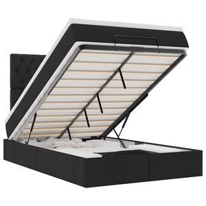 vidaXL Ottoman-Bett mit Matratze Schwarz 120x190 cm Stoff