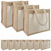vidaXL Jute-Handtaschen mit Tasche 10 Nat&uuml;rlich und Wei&szlig;